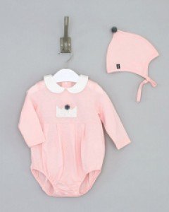 큐비앤맘 벌룬 여아 싱글쟈가드 아기 유아 봄 여름 가을 얇은 긴팔 바디슈트+모자 세트 / 사이즈 85호(6-15개월)