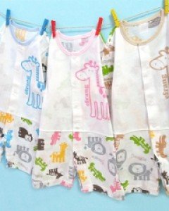 에프랑 동물원 아기 유아 신생아 봄 여름 가을 7부 우주복 / 블루 핑크 70호(0-6개월)