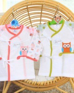 에프랑 포레스트 아기 신생아 봄 여름 가을 얇은 배냇저고리 / 핑크 그린