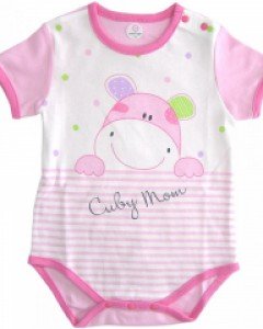 큐비앤맘 하이 아기 유아 봄 여름 반팔 바디슈트 / 핑크 85호(6-15개월)