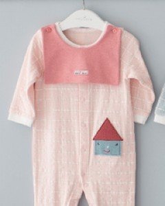 큐비앤맘 크로스 양면쟈가드 아기 유아 신생아 봄 가을 겨울 긴팔 우주복+턱받이 세트 / 핑크 70호 80호