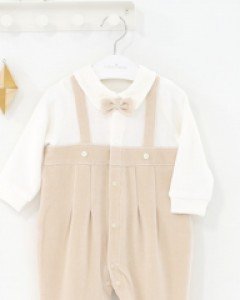 큐비앤맘 럭셔리 벨로아 아기 유아 가을 겨울 우주복 / 베이지 75호(3-9개월)