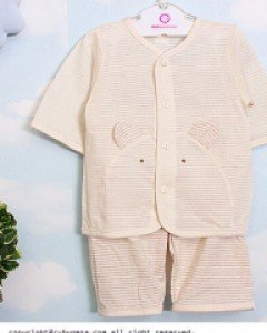 오가닉아일랜드 오가닉 베어 아기 유아 신생아 봄 여름 7부 상하(7부 내의) 70호(0-6개월)