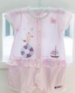 큐비앤맘 갈매기 아기 유아 신생아 봄 여름 반팔 우주복 / 핑크 70호(0-6개월)