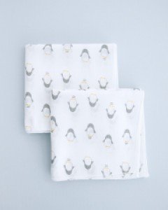 큐비앤맘 펭귄 아기 유아 신생아 순면 손수건 10매
