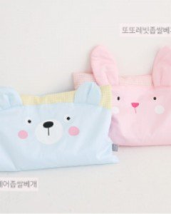 큐비앤맘 또또레빗(핑크) 또또베어(블루)아기 유아 신생아 좁쌀베개