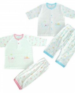 에프랑 마우스 공용 아기 유아 신생아 봄 여름 7부 내의 내복 상하 / 블루 핑크 70호 80호 90호 / 90호는 상의 단추 반타개