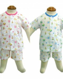베이비캠프 파크 아기 유아 신생아 봄 여름 반팔 내의 내복 실내 상하 / 블루 핑크 75호 80호 90호 100호 / 90호부터는 상의 단추 반타개