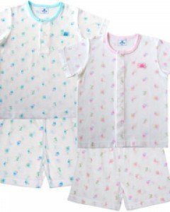 에프랑 오션 반팔 상하 / 아기 유아 신생아 봄 여름 반팔 내의 내복 실내 상하 / 블루 핑크 75호(0-9개월) 80호(6-12개월)