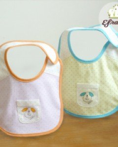 에프랑 믹스 아기 유아 신생아 면100 턱받이 (그린&블루 라일락&오렌지) 스냅단추, 고정끈