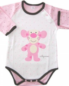 큐비앤맘 호돌이 아기 유아 봄 여름 가을 7부 바디슈트 / 핑크 85호(6-15개월) 90호(12-24개월)