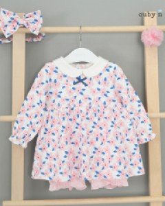 큐비앤맘 스윗 플라워 원피스 3pcs (사계절 / 80호 90호 100호) 아기 유아 봄 가을 긴팔 원피스+브루머+헤어밴드
