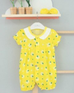 큐비앤맘 올리브 쟈스민 반팔 우주복 헤어밴드 세트 / 아기 유아 신생아 봄 여름 반팔 우주복 /70호 80호