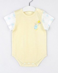 에프랑 알로 밤부 무형광 아기 유아 신생아 봄 여름 반팔 바디슈트 / 옐로우 70호(0-6개월)