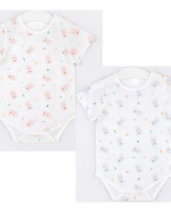 에프랑 코비 밤부 무형광 아기 유아 신생아 봄 여름 반팔 바디슈트 / 핑크 그레이 70호 80호