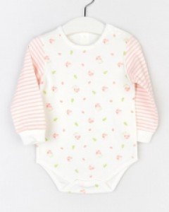 에프랑 엘라 밤부 무형광 아기 유아 신생아 봄 가을 양면 긴팔 바디슈트-핑크 / 70호 80호