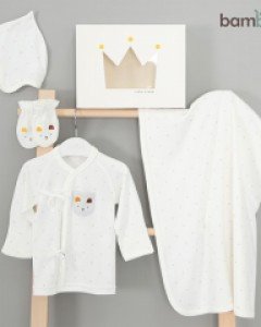 밤부아일랜드 밤부 심플 출산 선물 세트(사계절) 봄 가을 아기 신생아 배냇저고리+모자+손싸개1쌍+속싸개