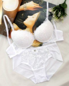 브라 뽕브라 왕뽕브라 브라팬티 물뽕브라 여성 여자 속옷 } 리에르 화이트 4cm 볼륨업 브라