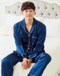 남성잠옷} [남성]로사핑크도트 샤무즈잠옷
