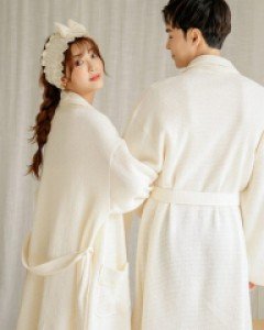 커플잠옷}커플 모달와플 가운(2C긴소매카라넥)