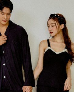 커플잠옷} 커플 프레드 폴리스판 9부팬츠상하(2C끈소매캡내장)