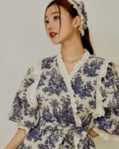 커플잠옷} 여성 로코코 선염코튼 로브가운(세안밴드포함