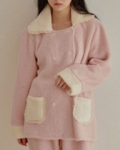 여성잠옷} 여성 솜사탕 더블버튼 양털상하(2C긴소매카라넥)