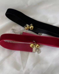 slip} 벨벳 방울 초커