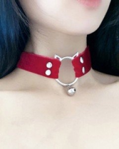 slip} 고양이 벨벳 방울 초커