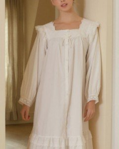 커플잠옷} 커플 머스크 고밀도코튼 스퀘어넥 긴소매 원피스 잠옷