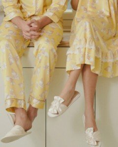 커플잠옷} 커플 샤리본 무광샤틴 반소매 원피스 잠옷