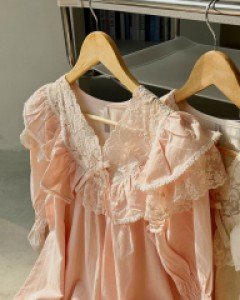 여성잠옷} 여성 발렌티 코튼 브이넥 7부소매 원피스 잠옷