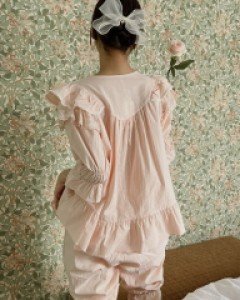 여성잠옷} 여성 발렌티 코튼 브이넥 7부소매 투피스 잠옷