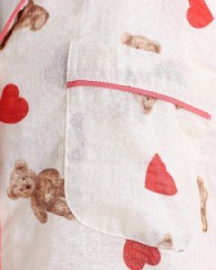 여성잠옷} 여성 하트베어 반소매 카라 잠옷