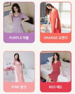 여성잠옷} 집콕 모달 캡내장 원피스 잠옷