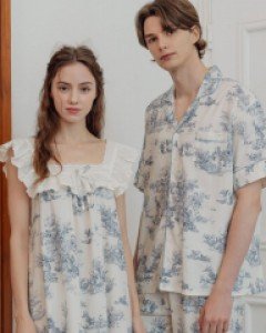 커플잠옷} 커플 벤자민 코튼 민소매 원피스 잠옷