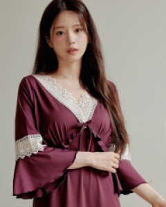 여성 라노비아 스판 브이넥 원피스 잠옷(2C)