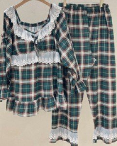 여성 키츠네 레이온코튼 캡내장 투피스 잠옷