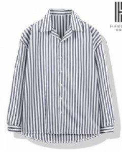 [해리슨] 오버핏 오픈 카라 스트라이프 셔츠 HES1002