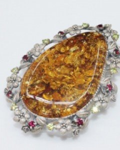 금파 천연호박 브로치 팬던트