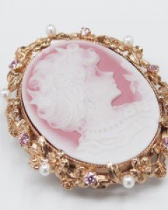 핑크 까메오브로치 팬던트