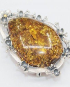 금파 천연호박브로치 팬던트