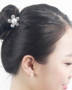 라트나 반진주 큐빅장식 플라워 비녀핀