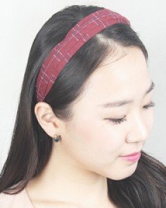 매듭 포인트 심플 체크 머리띠