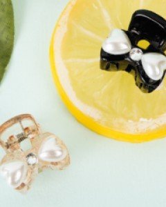 리본 진주 미니 집게핀