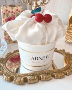 아르뉴 실크 컵케이크 머리끈