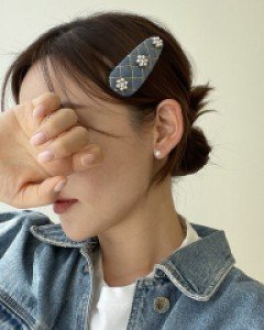 퀼팅 데님 헤어핀