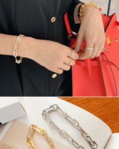 큐빅 클립체인 팔찌