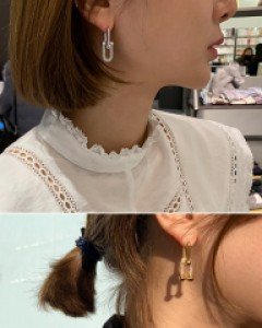 (하이퀄리티)큐빅 볼드 링크체인 드롭 이어링