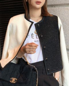 [니쁜스단독제작40%할인]샤샤 트위드 배색쟈켓